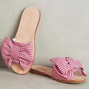 Jeffrey Campbell Red Checkered Bow Sandals